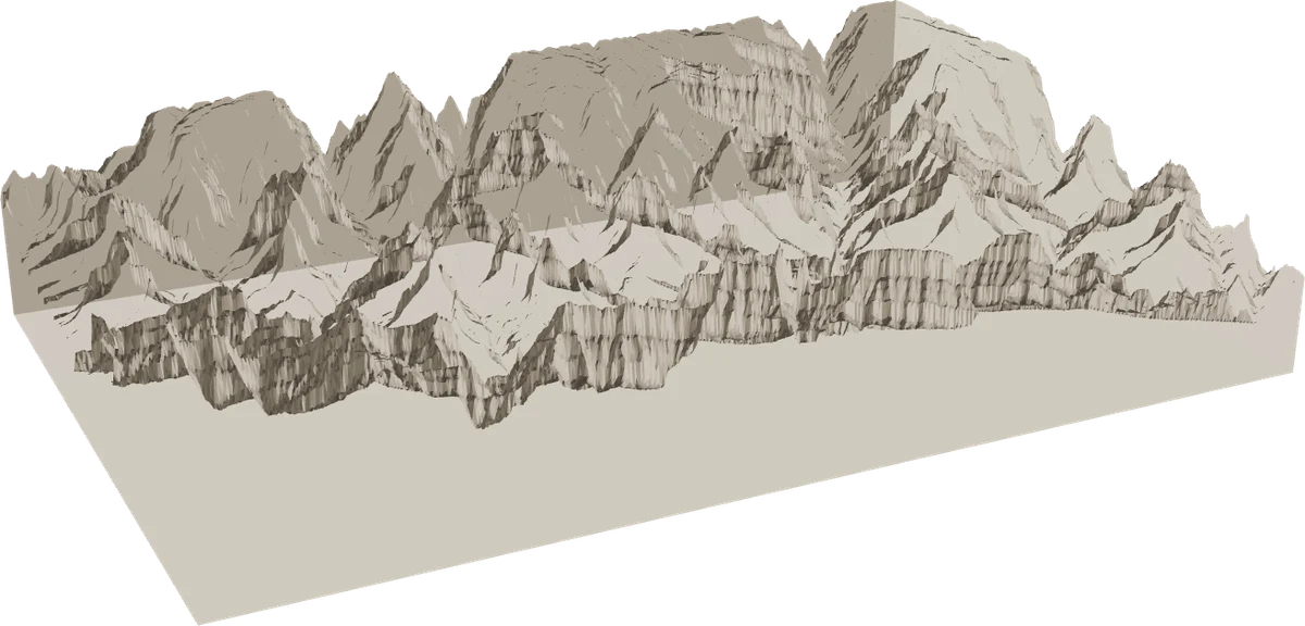 3D relief model of the Grand Canyon exported from PrintMap as a printable STL file