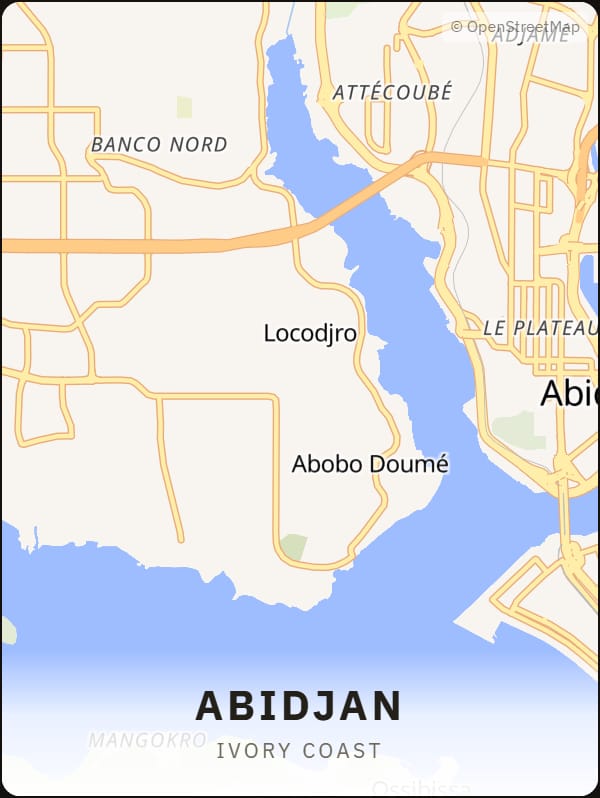 Abidjan, Ivory Coast street map poster