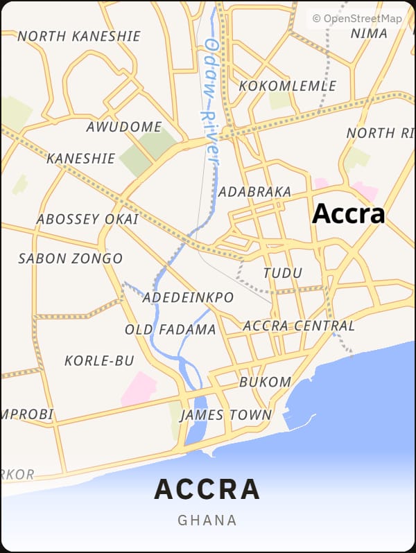 Accra, Ghana street map poster