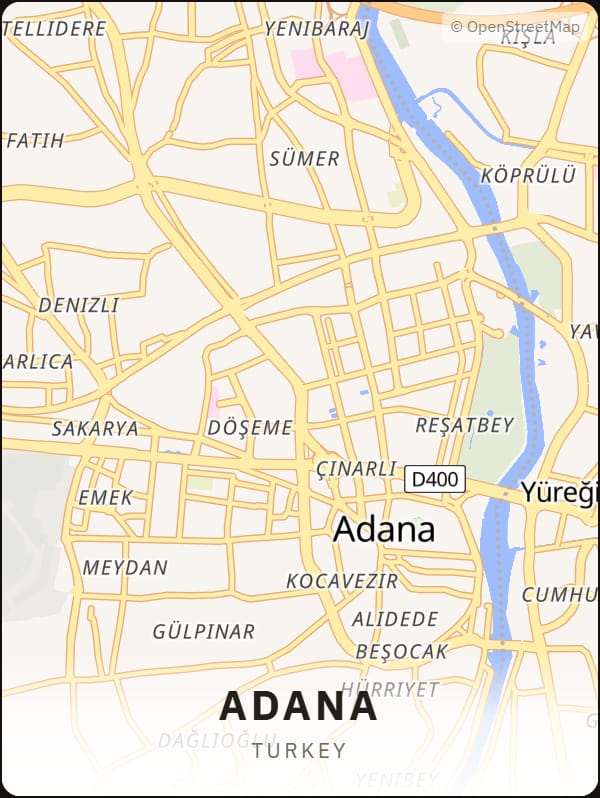 Adana, Turkey street map poster