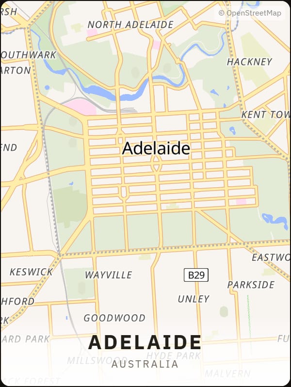 Adelaide, Australia street map poster