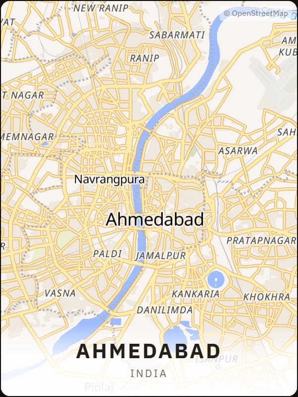 Ahmedabad, India street map poster
