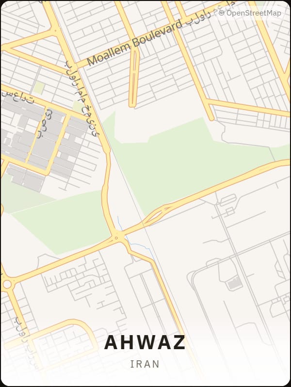 Ahwaz, Iran street map poster