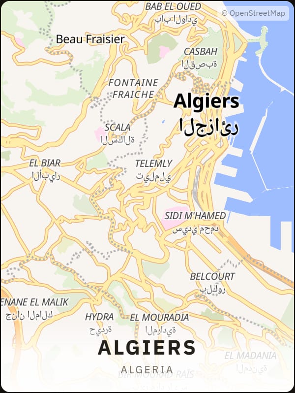 Algiers, Algeria street map poster