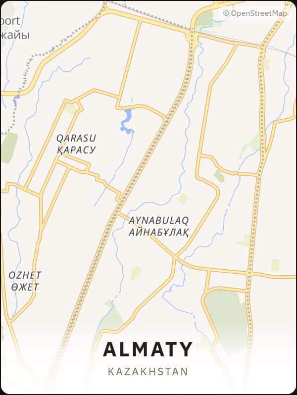 Almaty, Kazakhstan street map poster