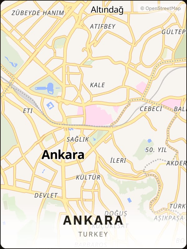 Ankara, Turkey street map poster