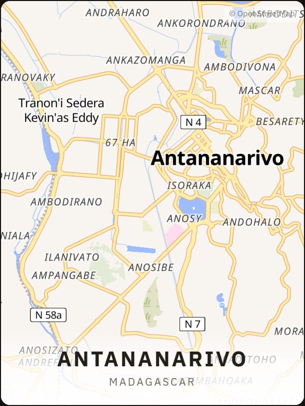 Antananarivo, Madagascar street map poster