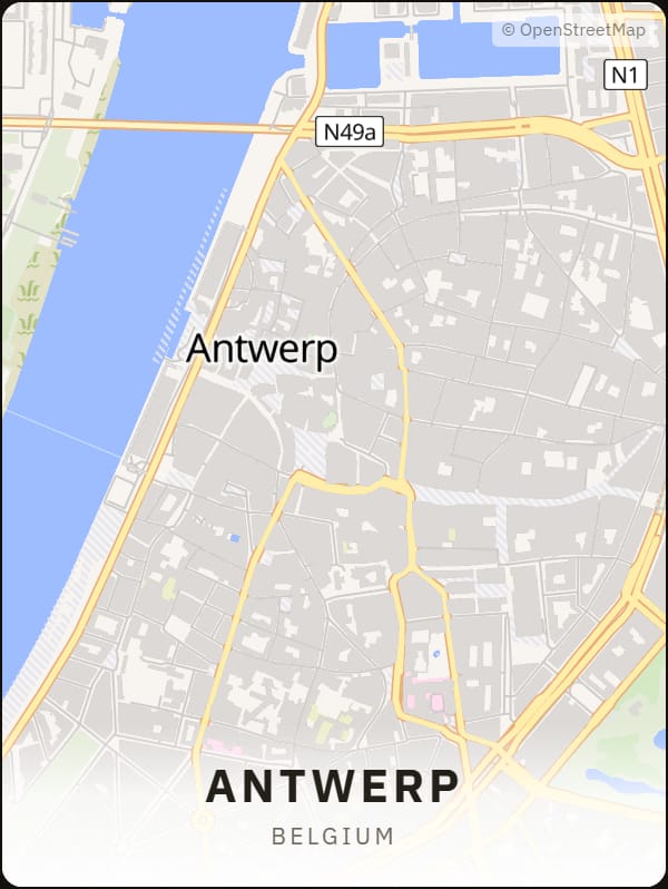 Antwerp, Belgium street map poster