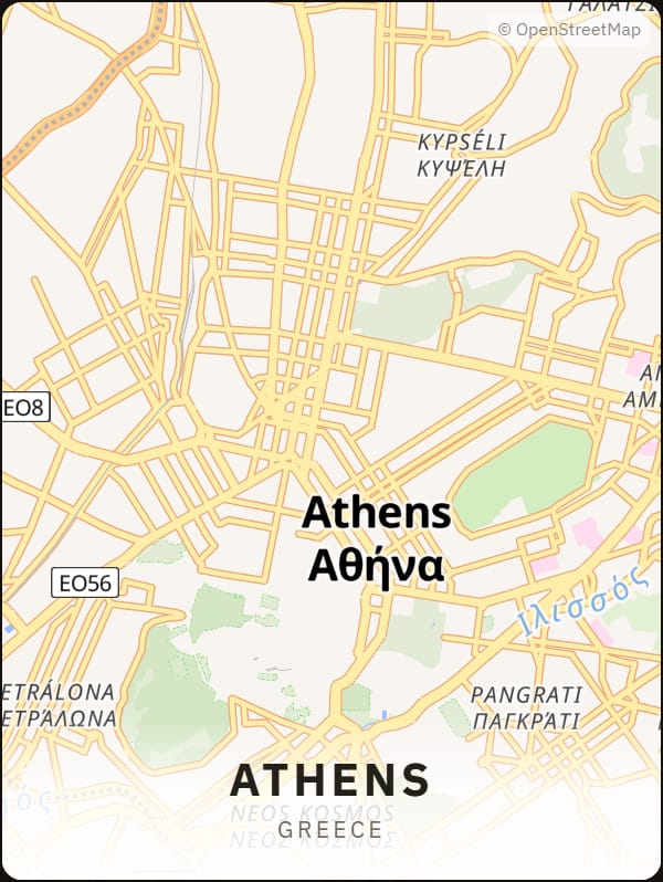 Athens, Greece street map poster