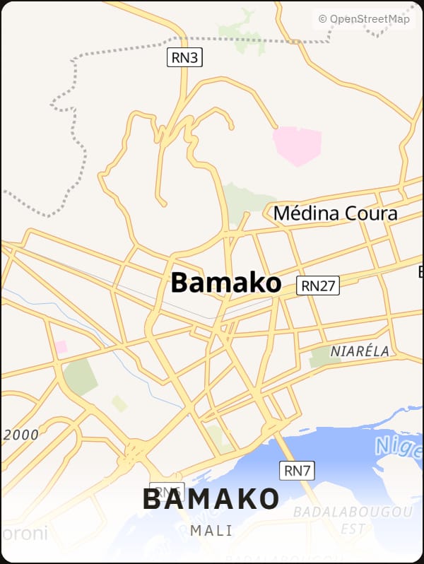 Bamako, Mali street map poster