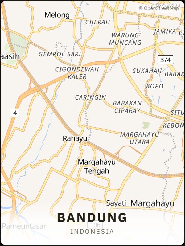 Bandung, Indonesia street map poster