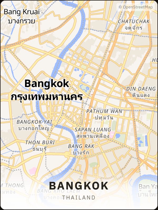 Bangkok, Thailand street map poster