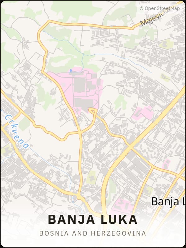 Banja Luka, Bosnia and Herzegovina street map poster