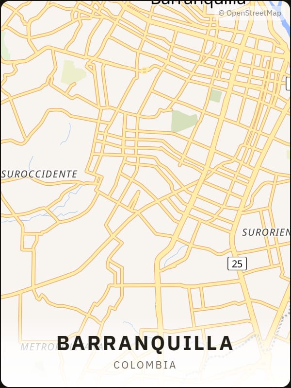 Barranquilla, Colombia street map poster