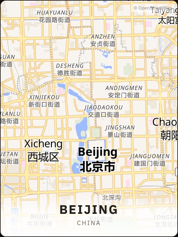 Beijing, China street map poster