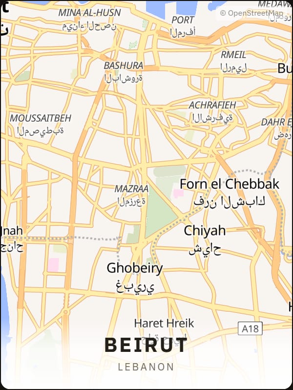 Beirut, Lebanon street map poster