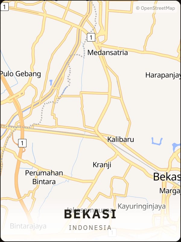 Bekasi, Indonesia street map poster