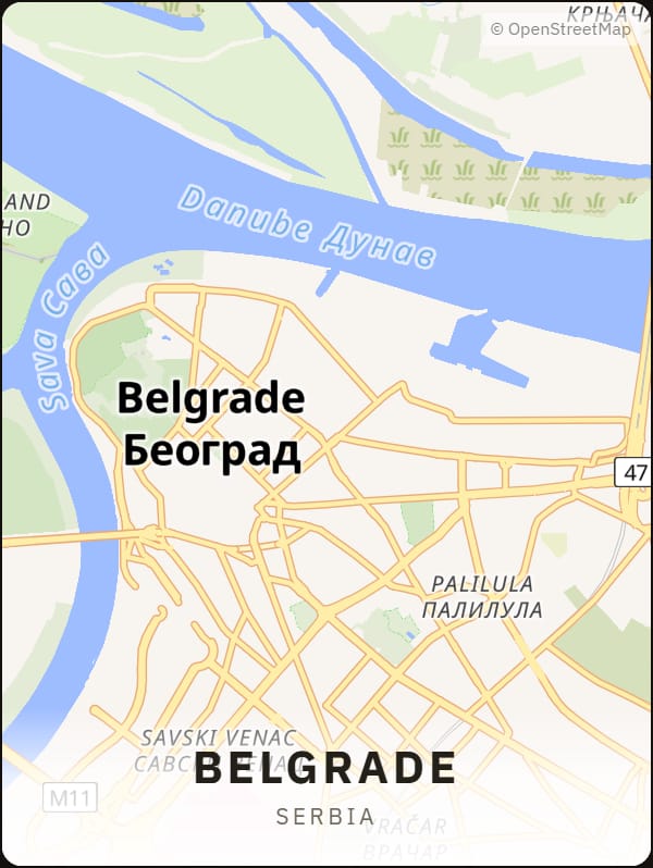 Belgrade, Serbia street map poster