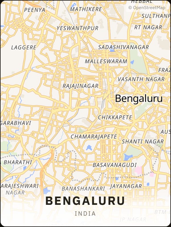 Bengaluru, India street map poster