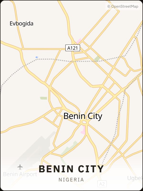 Benin City, Nigeria street map poster