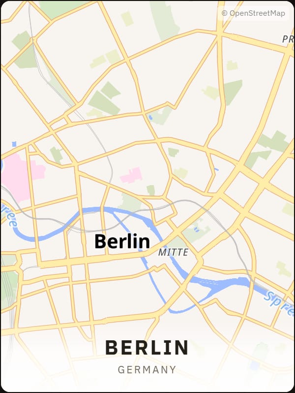 Berlin, Germany street map poster