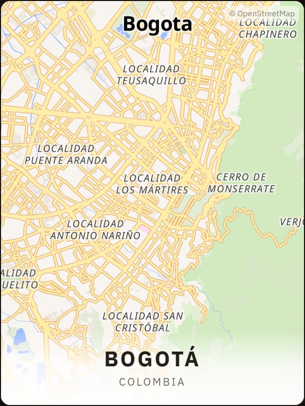Bogotá, Colombia street map poster