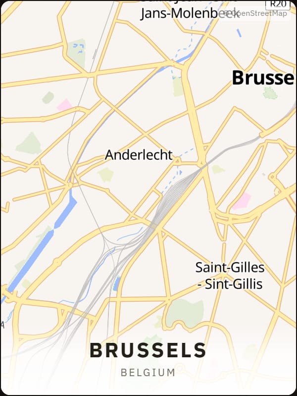 Brussels, Belgium street map poster