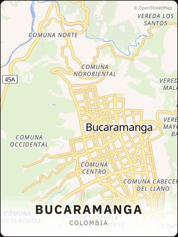 Bucaramanga, Colombia street map poster