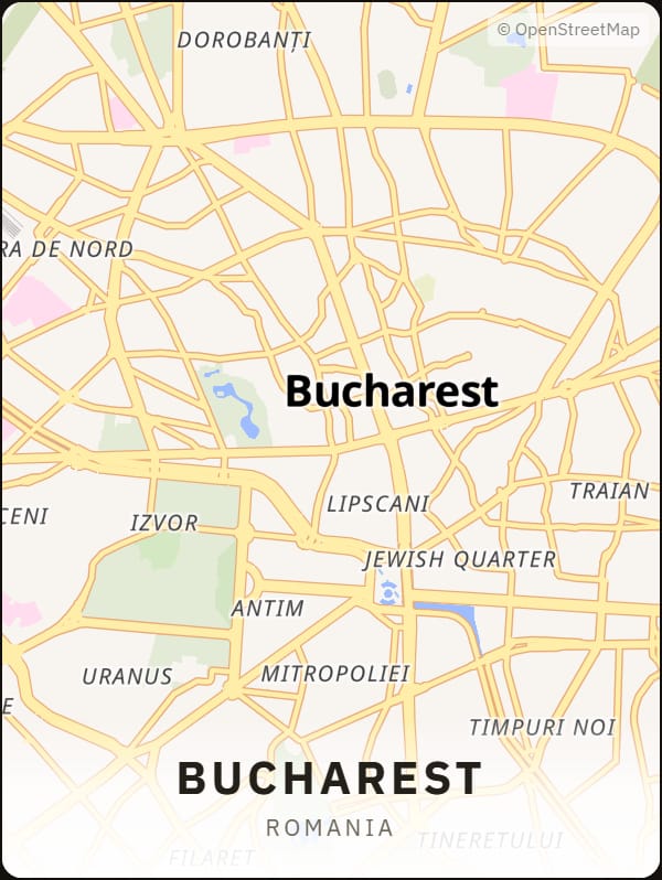 Bucharest, Romania street map poster