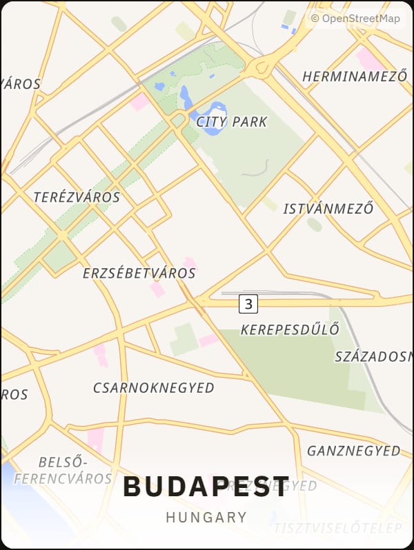 Budapest, Hungary street map poster