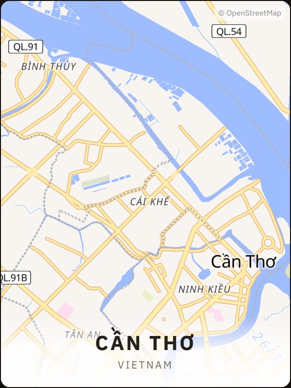 Cần Thơ, Vietnam street map poster