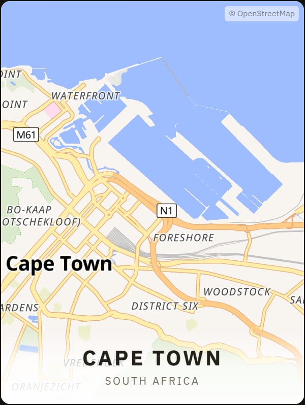 Cape Town, South Africa street map poster