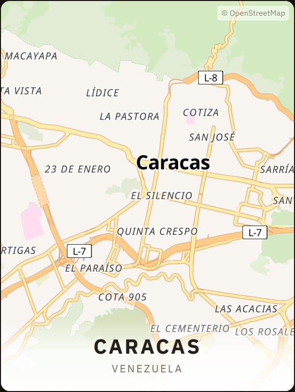 Caracas, Venezuela street map poster