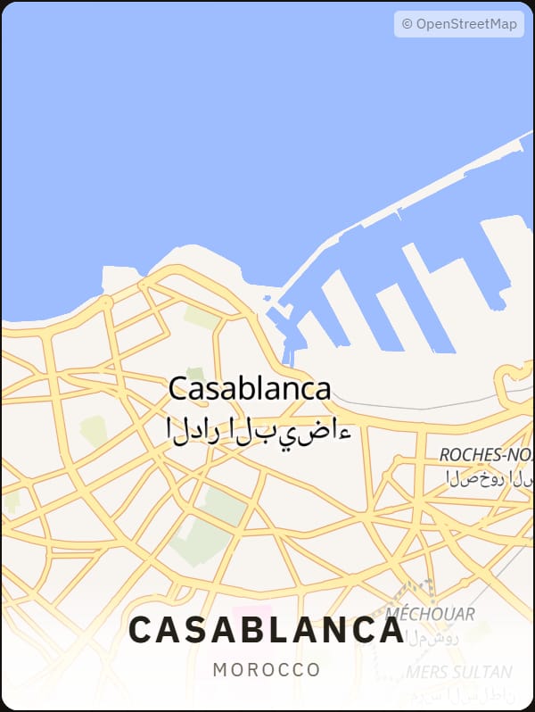 Casablanca, Morocco street map poster
