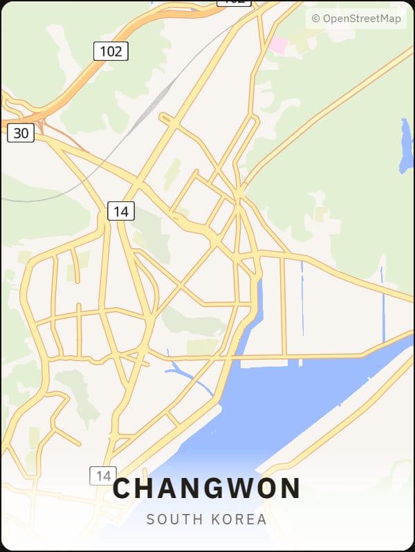 Changwon, South Korea street map poster