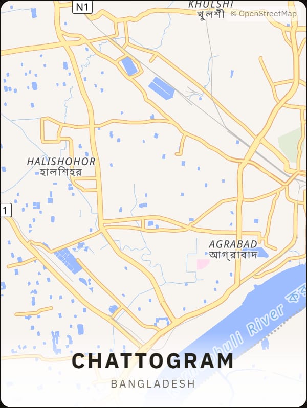 Chattogram, Bangladesh street map poster