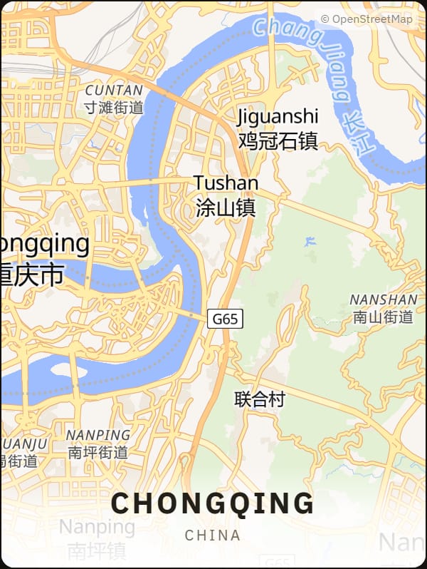 Chongqing, China street map poster