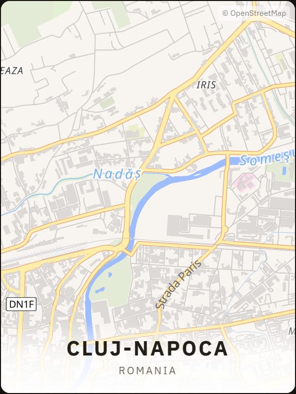 Cluj-Napoca, Romania street map poster