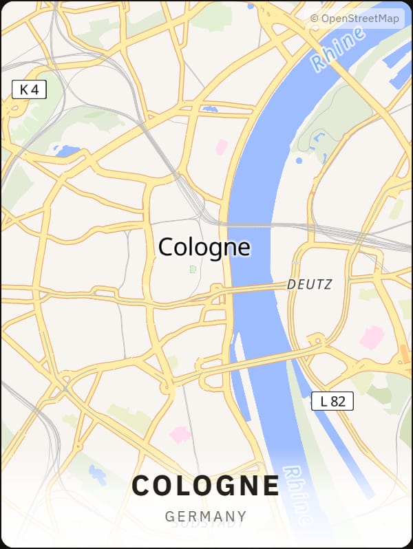Cologne, Germany street map poster