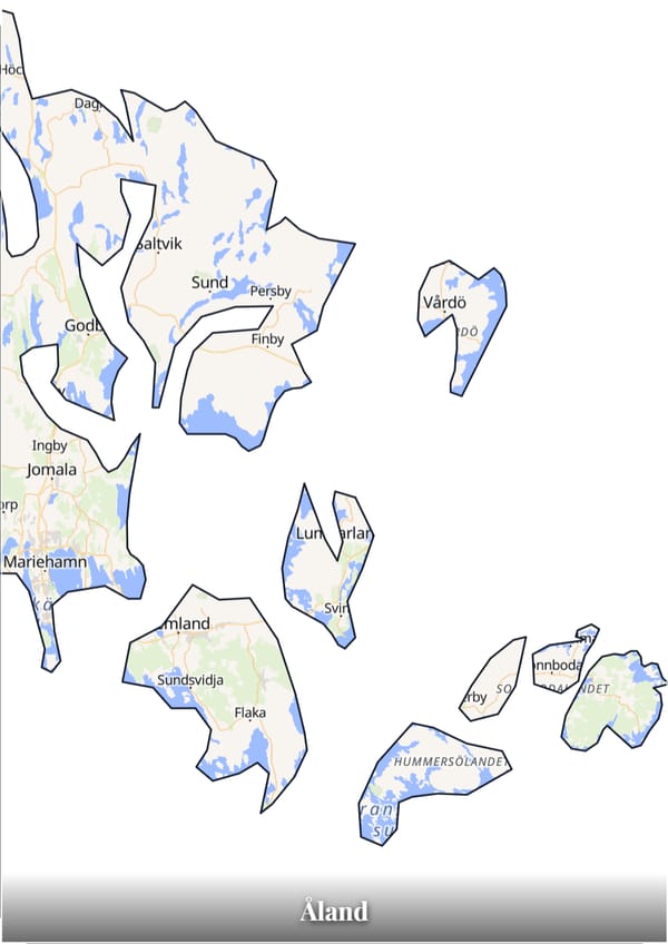 Åland map poster — the country's outline filled with a real map