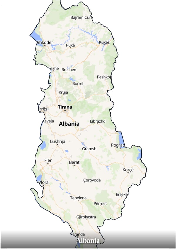 Albania map poster — the country's outline filled with a real map
