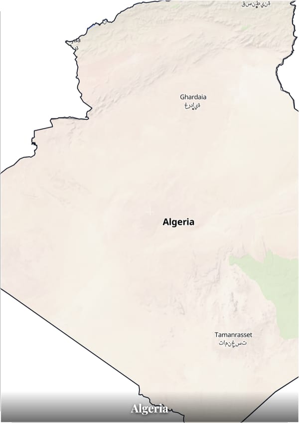 Algeria map poster — the country's outline filled with a real map