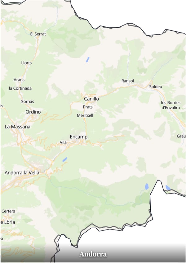 Andorra map poster — the country's outline filled with a real map