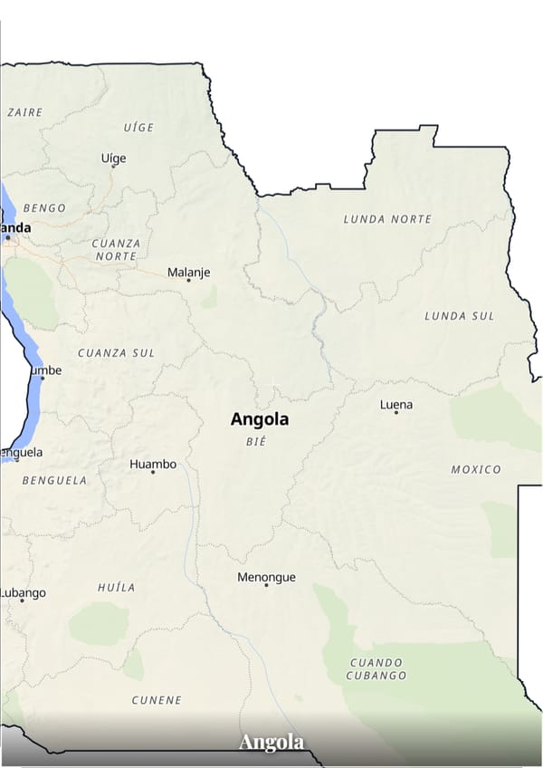 Angola map poster — the country's outline filled with a real map