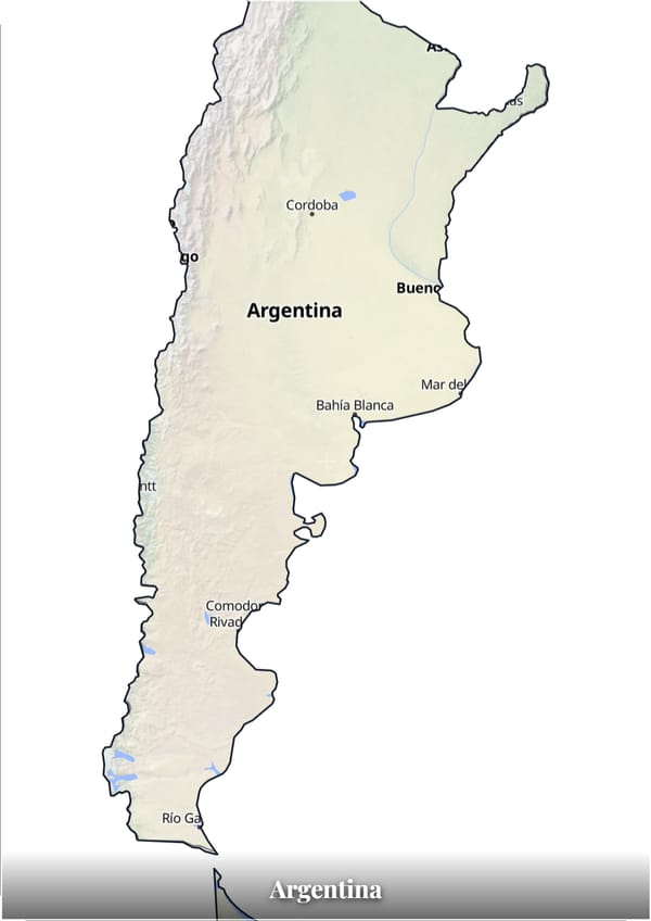 Argentina map poster — the country's outline filled with a real map
