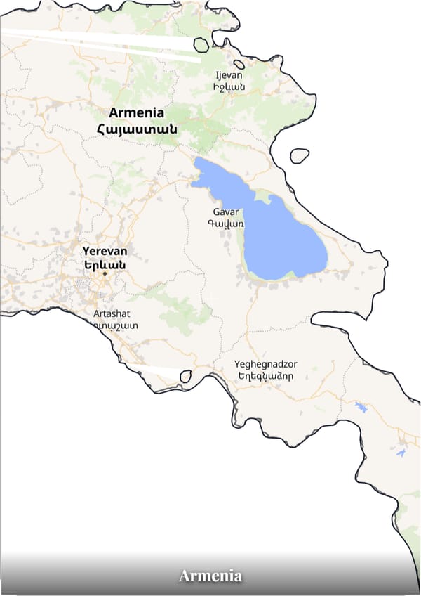 Armenia map poster — the country's outline filled with a real map