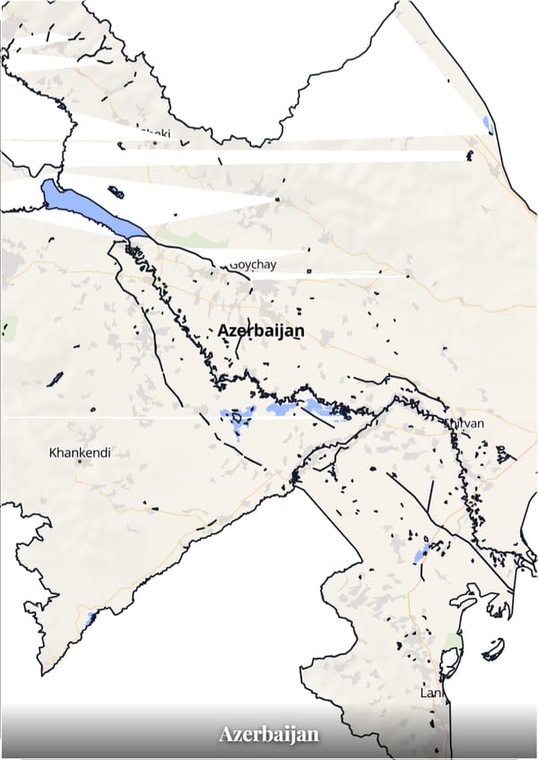 Azerbaijan map poster — the country's outline filled with a real map