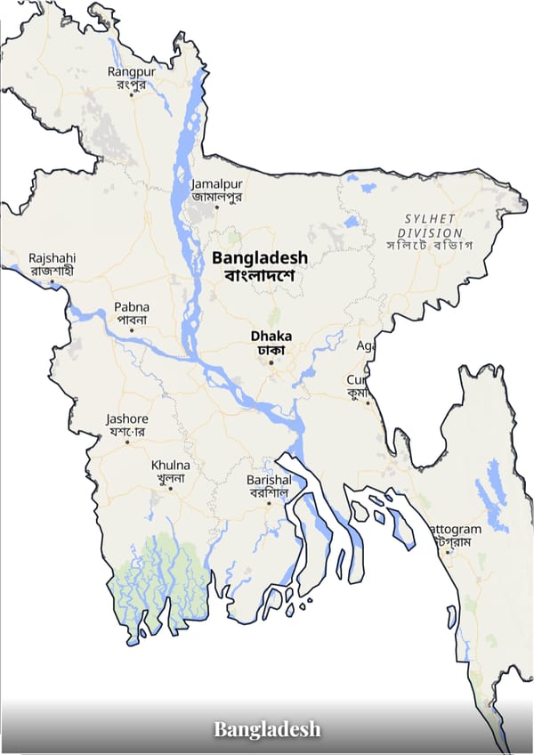 Bangladesh map poster — the country's outline filled with a real map