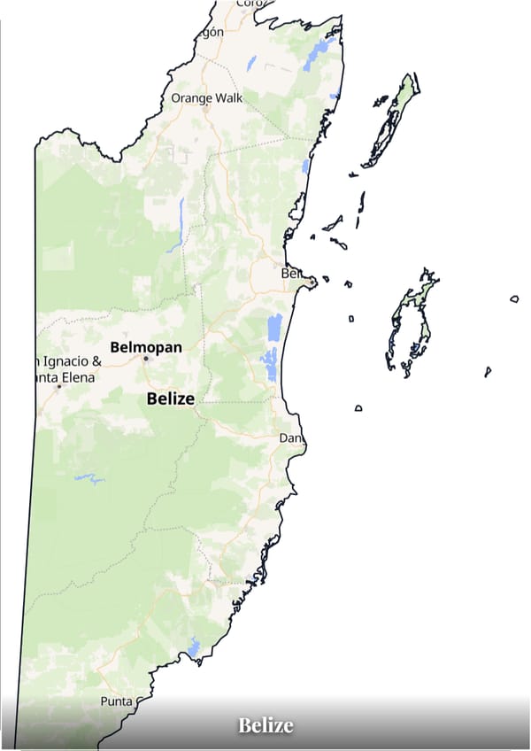 Belize map poster — the country's outline filled with a real map