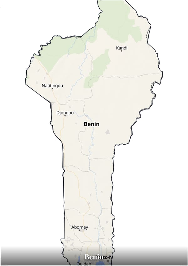 Benin map poster — the country's outline filled with a real map
